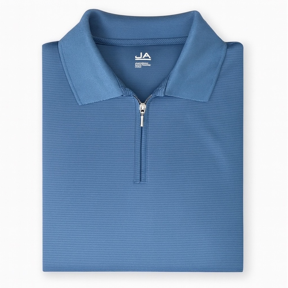 JA John Ashford Men's Size Large Blue Zipper- Neck Golf Polo.  PGA Golf
